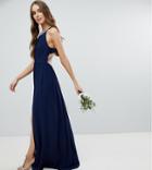 Tfnc Tall Embellished Back Detail Maxi Bridesmaid Dress-navy