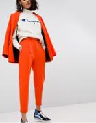 Asos Tailored Belted Pants In Orange Pop - Orange