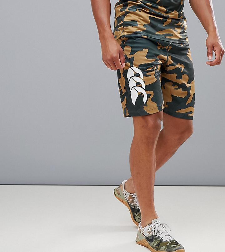 Canterbury Vapodri Camo Stretch Knit Shorts In Khaki Exclusive To Asos - Green
