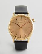 Bratleboro Yellowstone Goldmine Leather Watch In Black/gold 44mm - Black