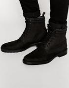 Asos Boots With Snakeskin Effect - Black