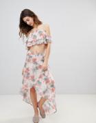 Crescent Floral Skirt And Top Co-ord - Pink