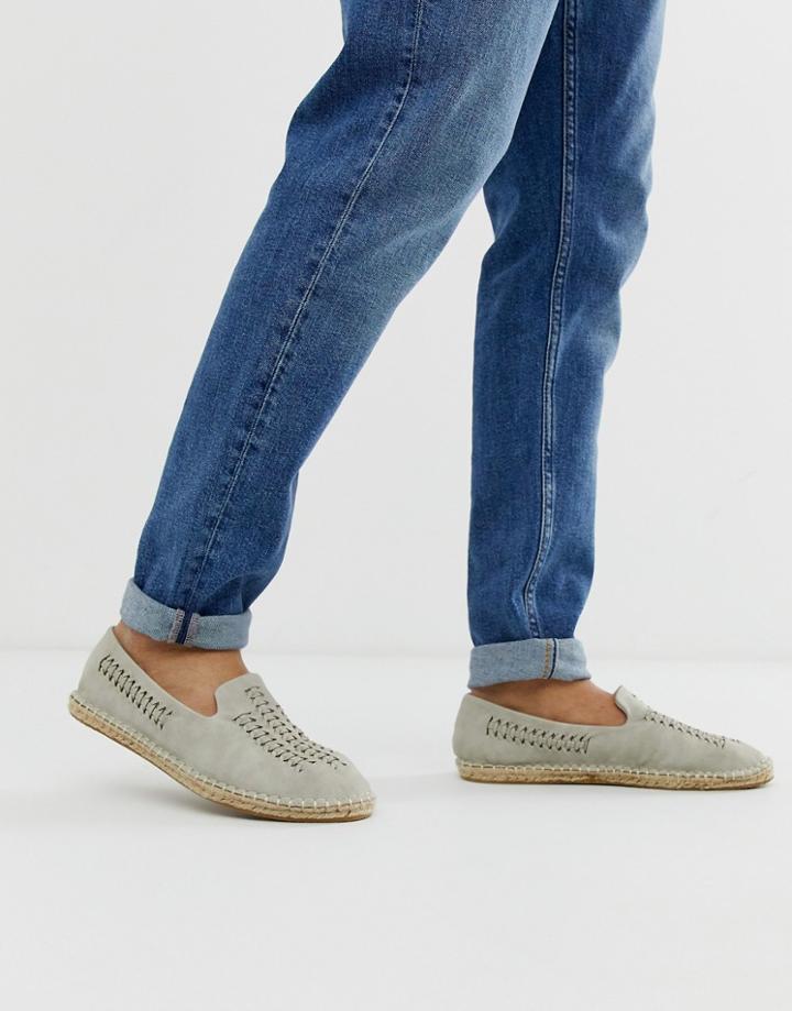 Asos Design Espadrilles In Gray Woven Faux Suede