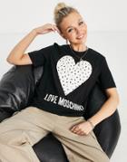 Love Moschino Mini Heart Logo T-shirt In Black