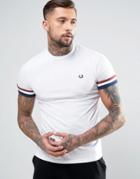 Fred Perry Striped Cuff T-shirt In White - White