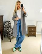Superdry Koben Button Front Herringbone Coat In Gray-multi