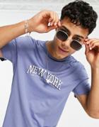 New Look T-shirt With New York Print In Mid Blue