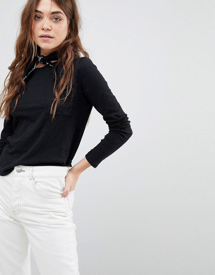 New Look Organic Long Sleeve Pocket Tee - Black