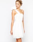 Tfnc Debutant One Shoulder Dress With Corsage Detail - Cream