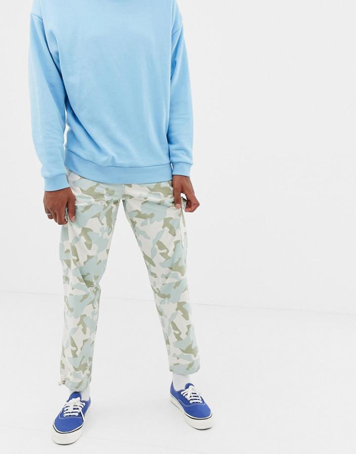 Asos Design Tapered Cargo Pants In Desert Camo - Stone