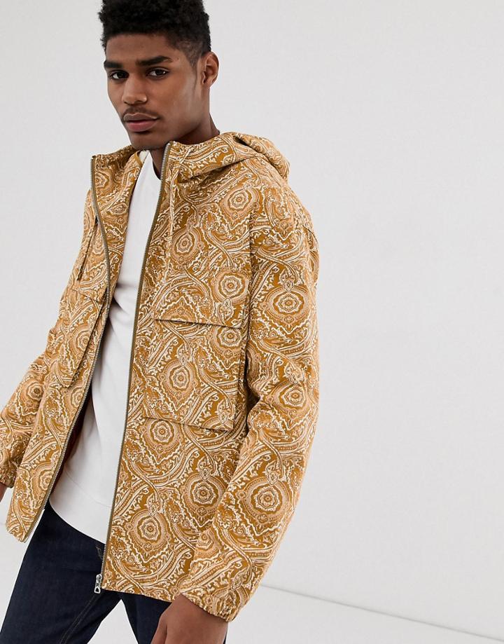 Asos Design Windbreaker In Paisley Print - Yellow