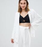 River Island Premium Frill Sleeve Lace Embroidered Blazer - White