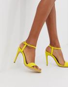 Truffle Collection Stiletto Barely There Square Toe Heeled Sandals - Yellow
