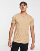 French Connection Crew Neck T-shirt In Camel-neutral