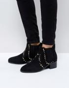 St Sana Studded Low Heel Ankle Boot - Black