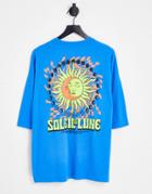 Asos Design Oversized T-shirt In Blue With Celestial Back Print
