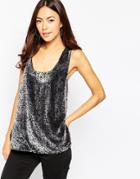 Vila Velvet V Neck Tank Top - Black