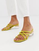 Asos Design Hawaii Strappy Block Heeled Sandals-yellow