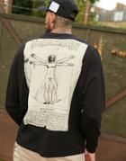Asos Design Da Vinci Oversized Long Sleeve T-shirt With Back Print-black