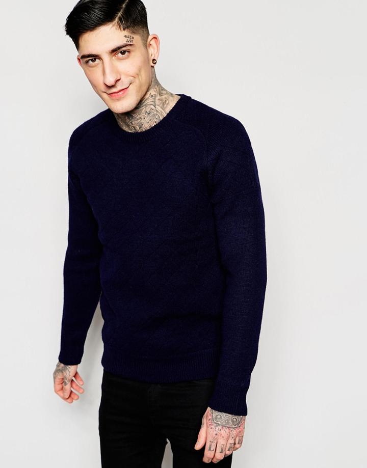 Scotch & Soda Knitted Sweater With Quilted Frontpanel - Black
