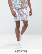 Asos Tall Jersey Short In Palm Print - White
