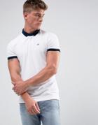 Hollister Polo Shrunken Collar Pique Slim Fit In White - White