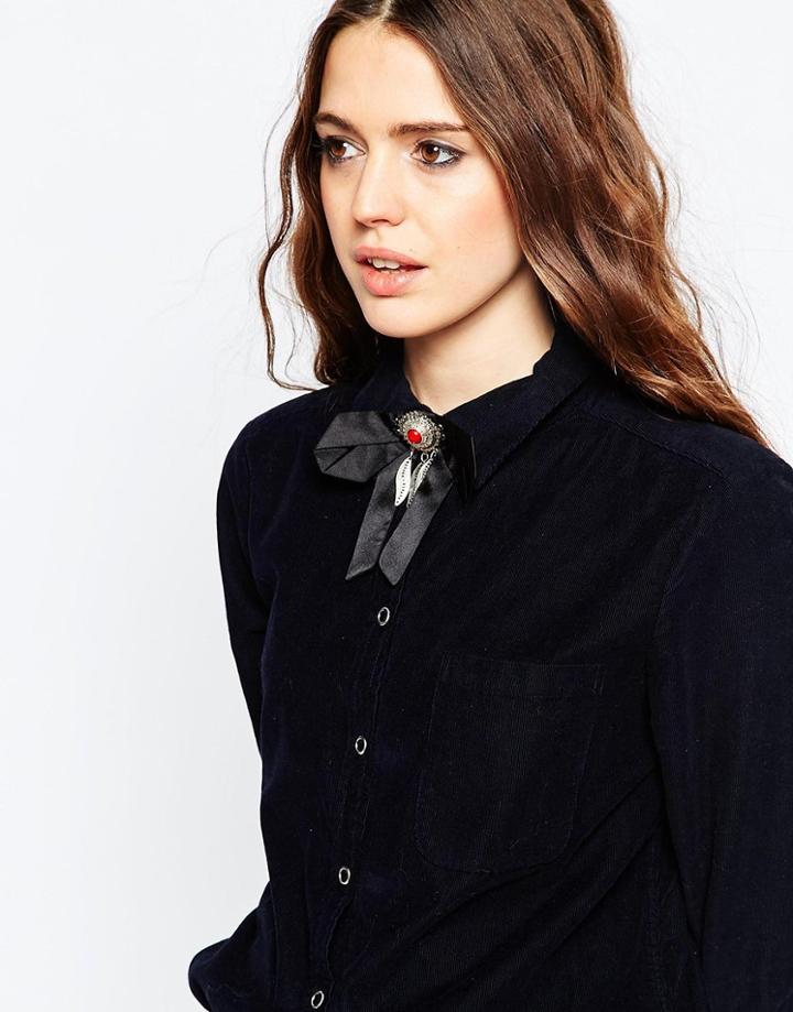 Asos Bow Tie With Western Gem Detail - Black