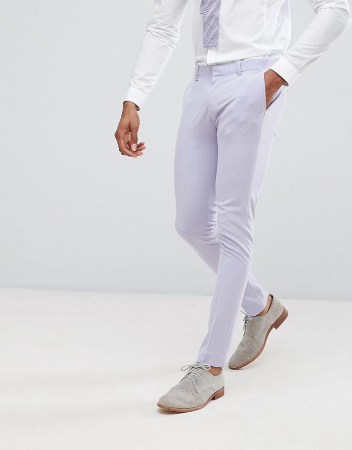 Asos Wedding Super Skinny Fit Suit Pants In Lilac - Purple
