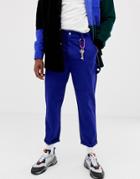 Collusion Skater Fit Pants In Blue With Contrast Stitch - Blue
