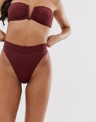 Seafolly Active High Waist Bikini Bottom In Plum-purple