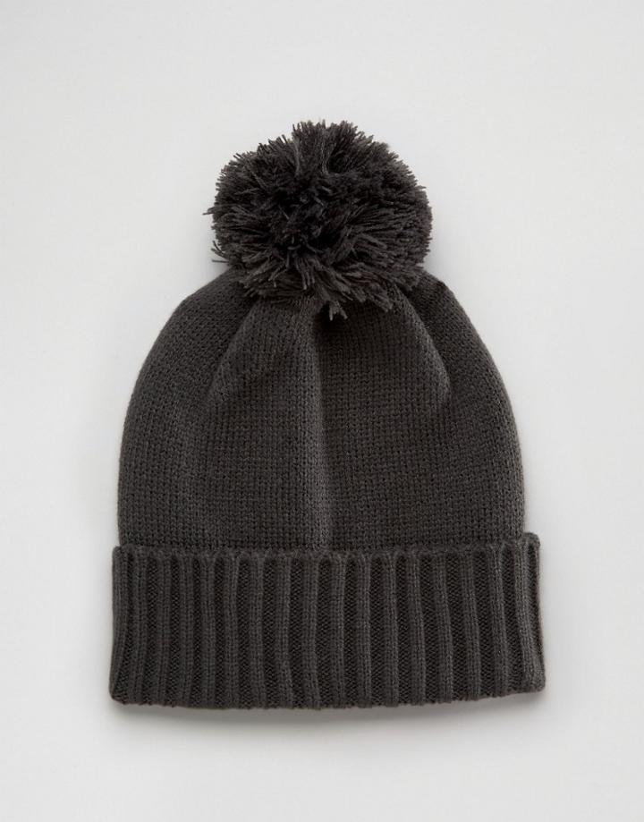 Asos Bobble Beanie In Gray - Gray