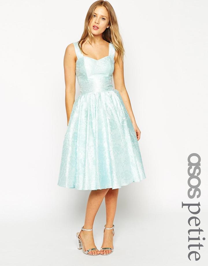 Asos Petite Salon Floral Jacquard Sweetheart Neck Prom Dress - Mint
