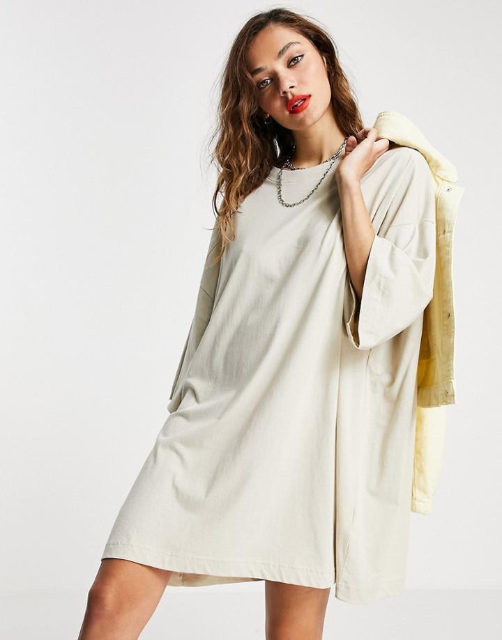 Weekday Huge Organic Cotton T-shirt Dress In Blue-neutral