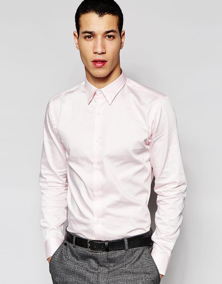 Selected Homme Formal Shirt In Egyptian Cotton In Slim Fit - Light Pink
