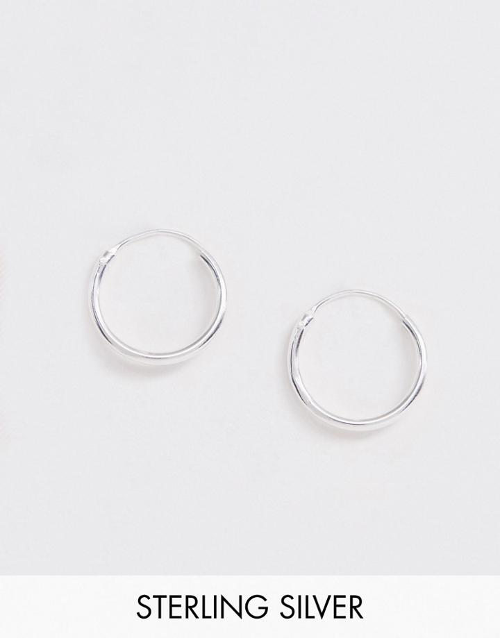 Asos Design Sterling Silver 12mm Hoop Earrings