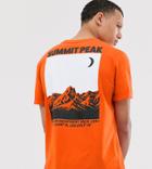 Asos Design Tall Relaxed T-shirt With Roll Sleeve And Moutain Back Print - Red