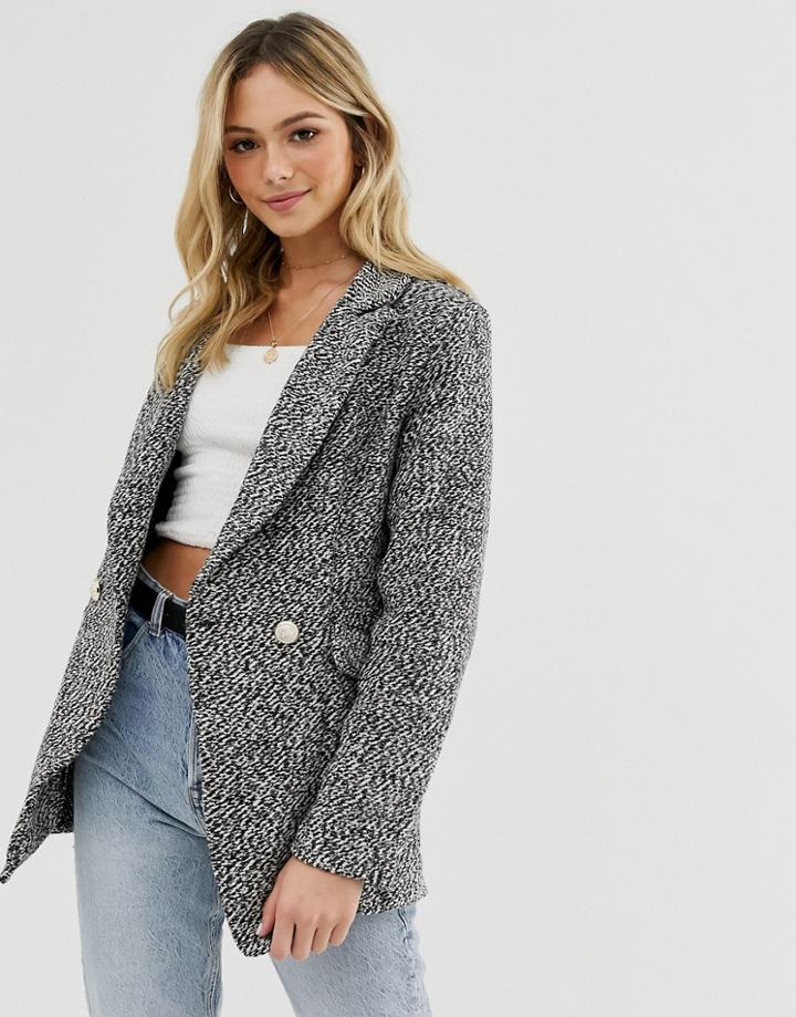 Parisian Longline Tweed Blazer - Gray