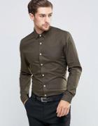 Asos Regular Fit Oxford Shirt Khaki - Green