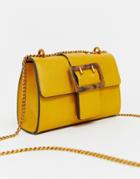 Asos Design Shoulder Bag With Tort Buckle Mustard - Yellow