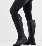 Asos Design Wide Fit Constance Flat Riding Boots In Black