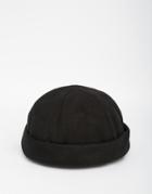 Asos Docker Hat In Black Melton - Black