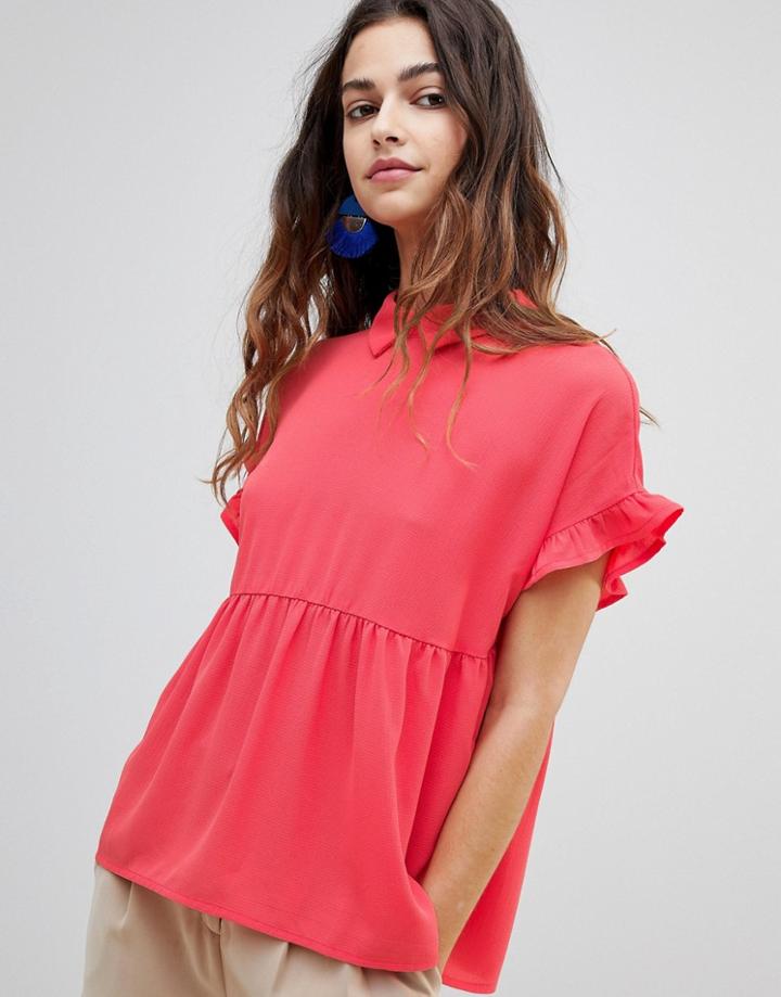 Y.a.s Lulli Peplum Hem Blouse - Red