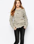 Pepe Jeans Fringe Knit With Long Sleeve - Cream