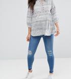 New Look Maternity Under Bump Ripped Jean - Navy