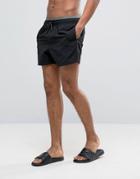 Asos Swim Shorts In Black With Double Waistband In Short Length - Black