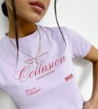 Collusion Fitted T-shirt With Brand Print In Lilac - Part Of A Set-purple