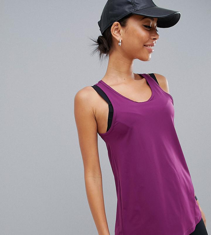 Asos 4505 Tall Loose Fit Run Tank With Pleat Back-purple
