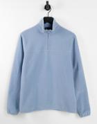 Asos Design Polar Fleece Sweatshirt With Half Zip In Pastel Blue-blues