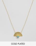 Ottoman Hands Blue Agate Fan Necklace - Gold