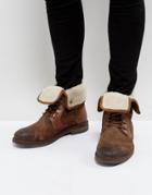 Steve Madden Turntup Suede Warm Boots In Tan - Tan